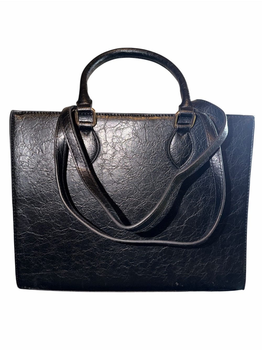 Elegant Black Structured Tote Handbag - Picture 4 of 13